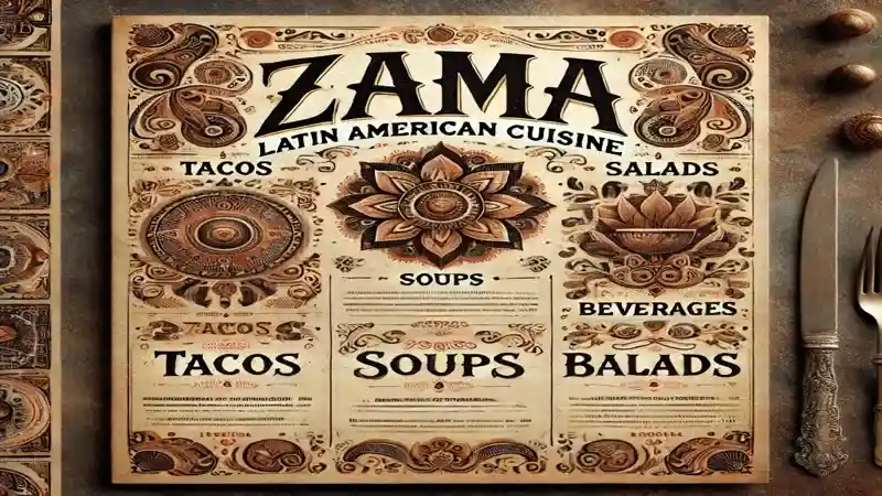 Zama Latin American Cuisine Menu