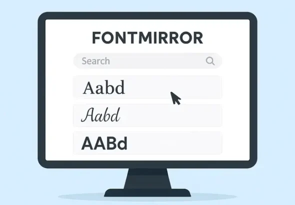 Fontmirror font search and preview displayed on computer screen