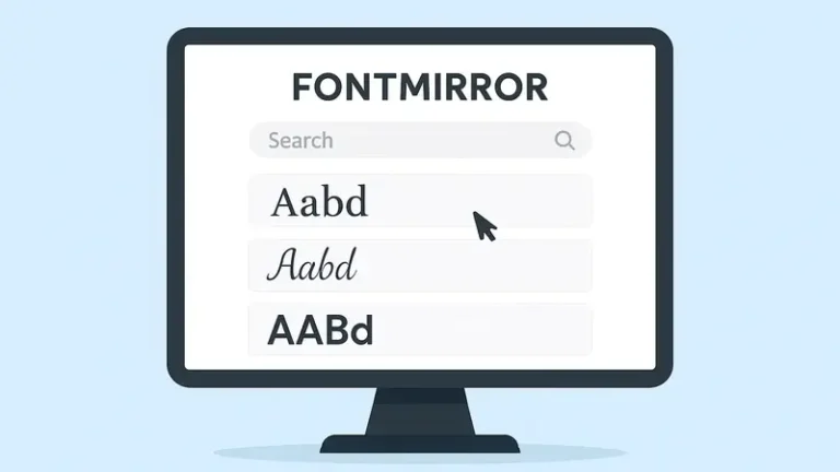 Fontmirror font search and preview displayed on computer screen