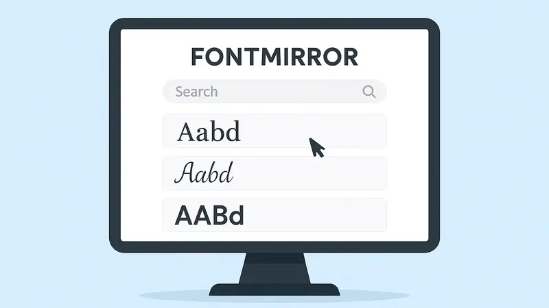 Fontmirror font search and preview displayed on computer screen